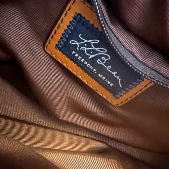 LL Bean Signature Tan Leather Shoulder Bag Braided Strap - Picture 3 of 6